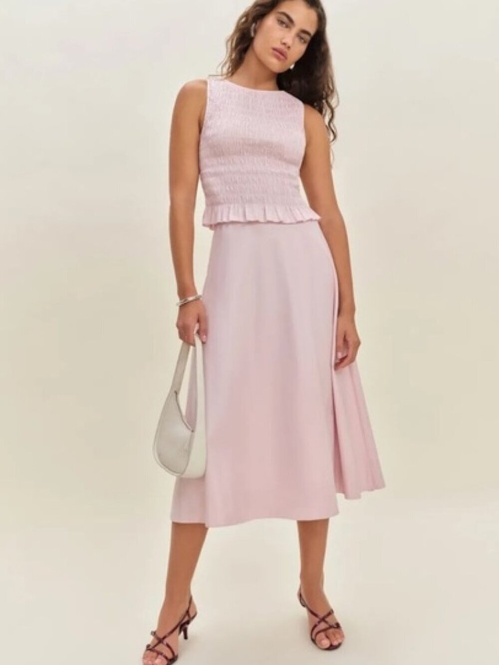 NEW Reformation Laguna Two Piece Matching Midi Set Cherry Blossom Pink US 6 UK10